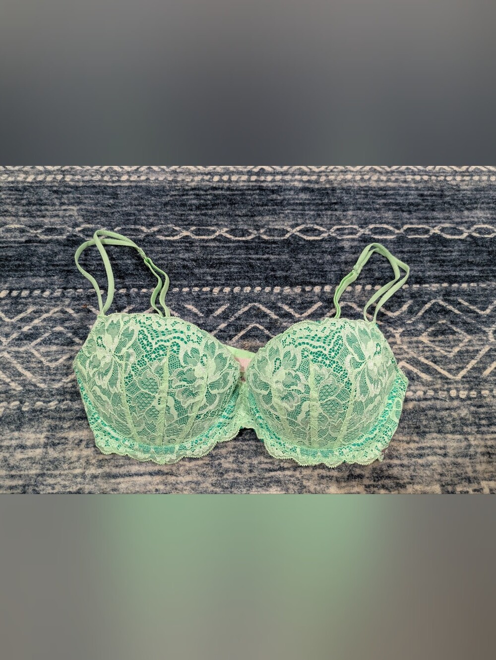 Lace Balconette Bra in Mint Green